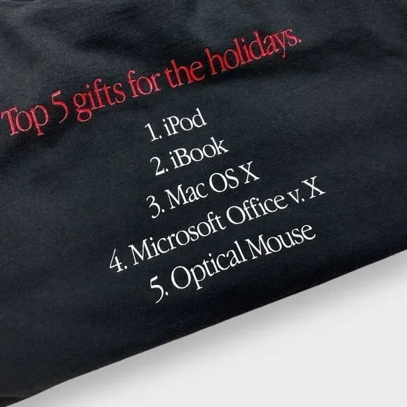 Vtg Y2K Apple Top 5 Holiday GIfts Shirt, 2-Sided Promo, iPod iBook Mac Xmas 2XL - Picture 6 of 6